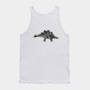 Stegosaurus dinosaur black and white Tank Top